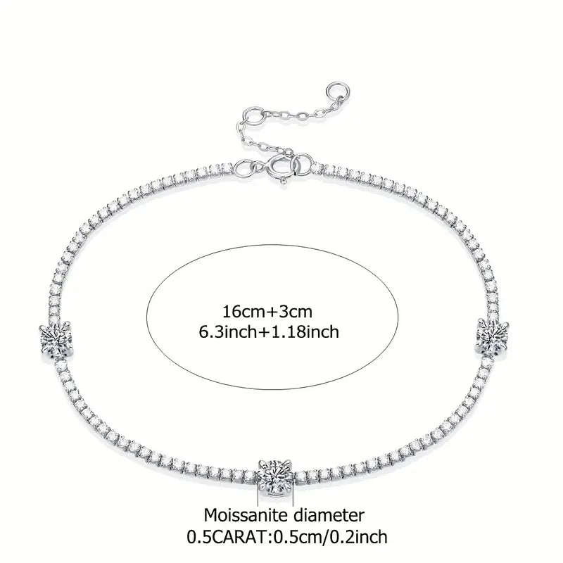 S925 Silver LovaMoiss Tennis   Moissanite  Bracelet