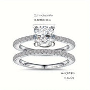 s925 sterling silver moissanite diamond MoissaBridal 2ct Ring Set