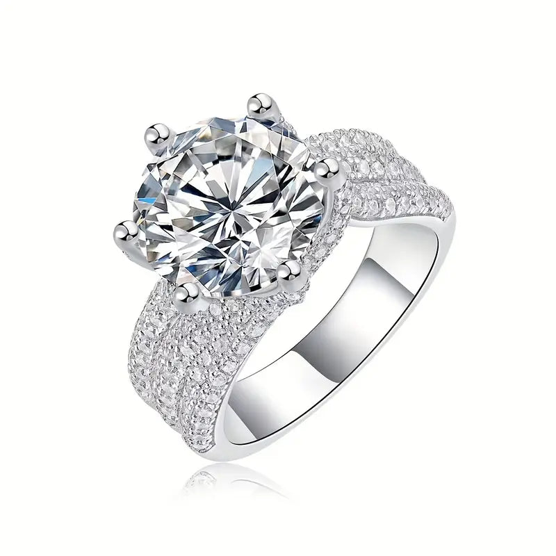 S925 Silver AuroraHalo Moissanite Ring